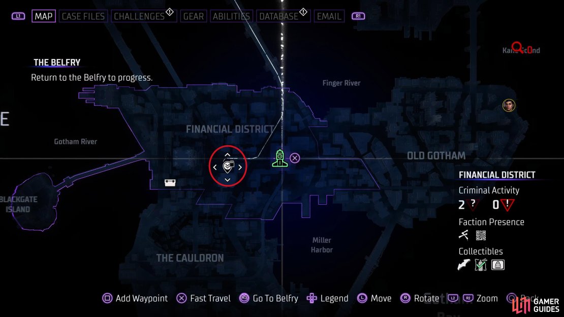 The Fast Travel drone&rsquo;s location for the Financial District will be to the west of The Bellfry.