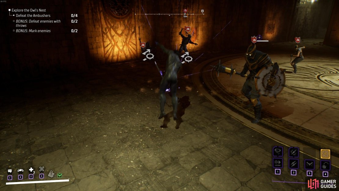 This white symbol will be shown when you knock the Feral Talons down, making them vulnerable to regular attacks.