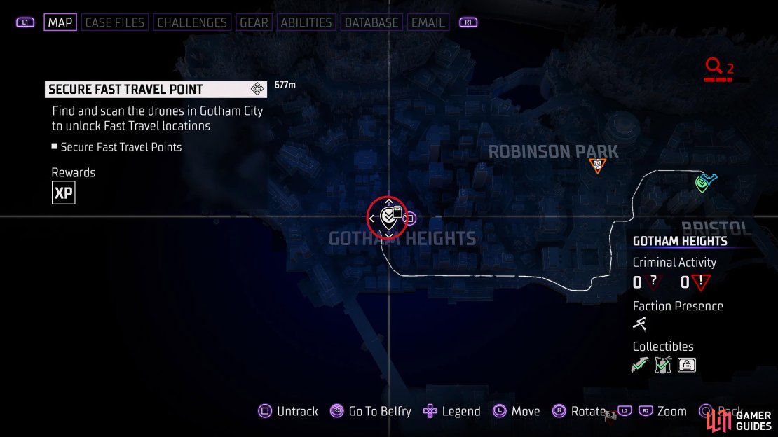 You can find the Gotham Heights Fast Travel Secure Drones northeast from the Aparo Bridge.