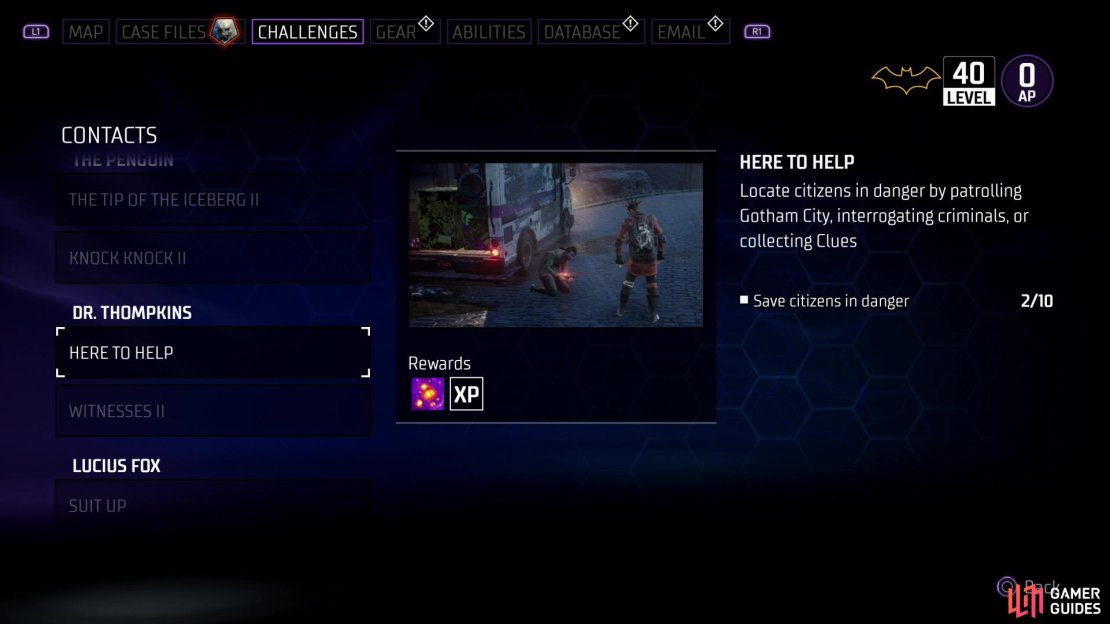 Challenges reward you for completing various objectives, most of which you&rsquo;ll complete naturally just by clearing crimes throughout Gotham City.