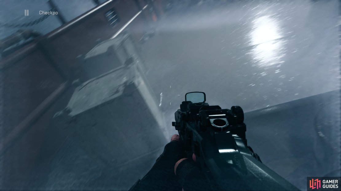Jump onto the containers on the left when hit the wall