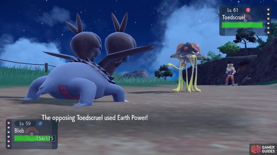 Toedscruel&rsquo;s earth power is quite a damaging move!