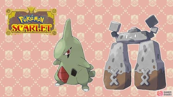 Stonjourner and Larvitar (and its evolutions) will be exclusive to Pok&eacute;mon Scarlet. (Credit: The Pok&eacute;mon Company.) 