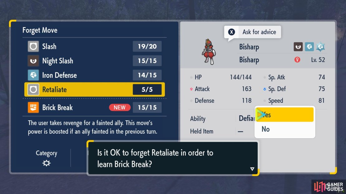Teach Bisharp a Fighting move for an easy time.