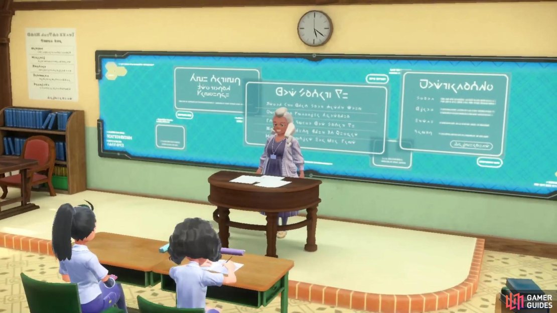 Tyme&rsquo;s Maths lessons in action at the Academy in Pok&eacute;mon Scarlet and Violet.