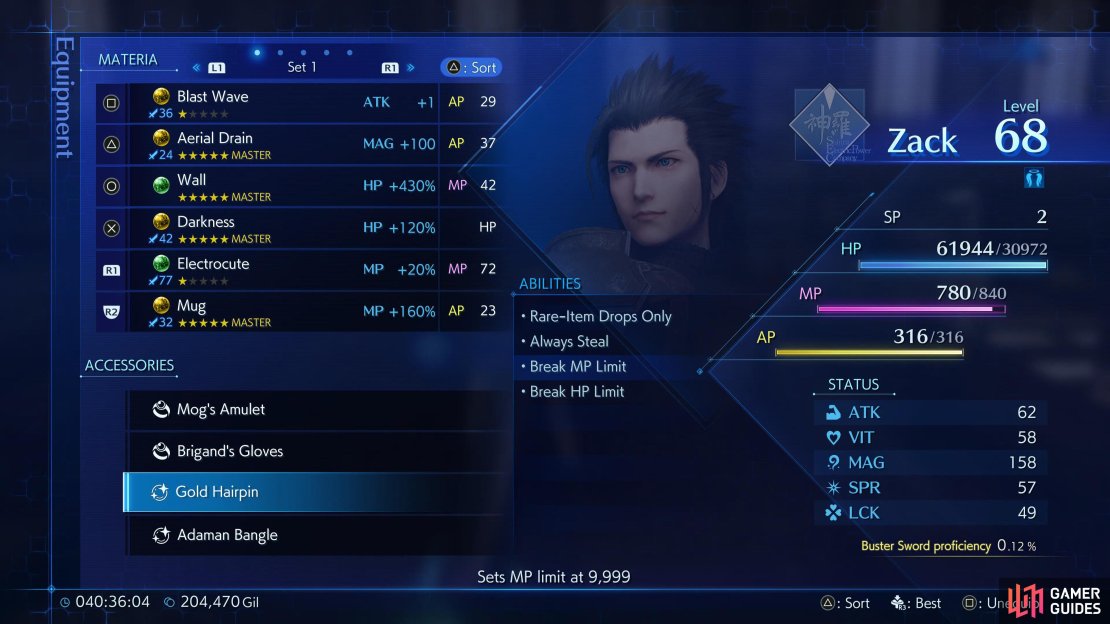 If you want to break the MP limit, you&rsquo;ll need the Gold Hairpin accessory. This will cap your MP at 9,999.