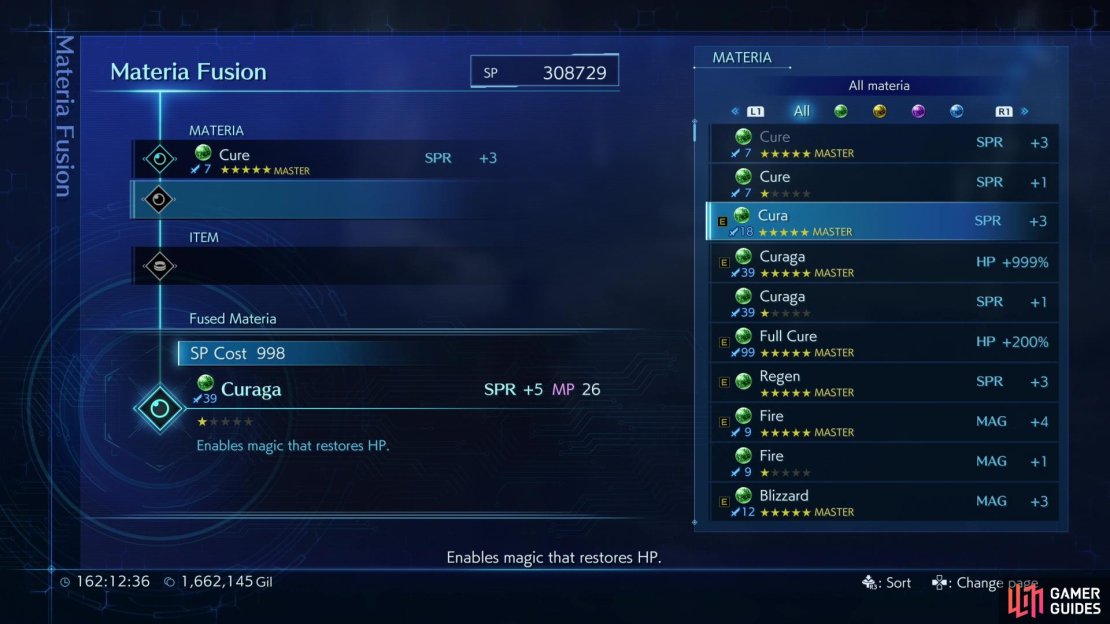 !Curaga is one of the most easily fused materia in the game - you can get it by fusing a mastered !Cure and !Cura,