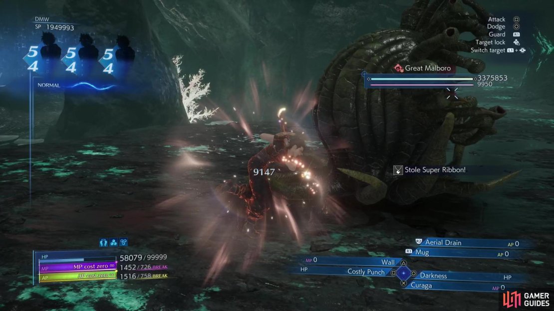 The Malboro Great at the end of Mission 9-6-4 can be deprived of a !Super Ribbon. The &ldquo;Super&rdquo; in this context means it protects you from !Death, as well as every other status ailment.