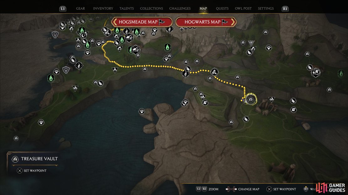 Cauldron puzzle treasure vault location in Clagmar Coast.