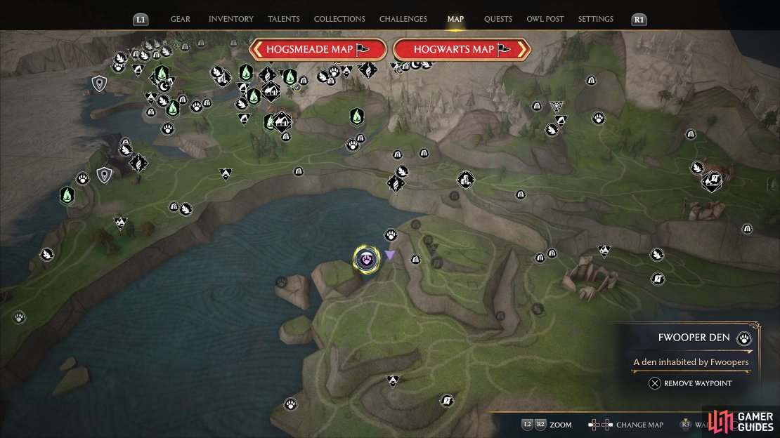 Two !Fwooper den locations right beside each other in Clagmar Coast.