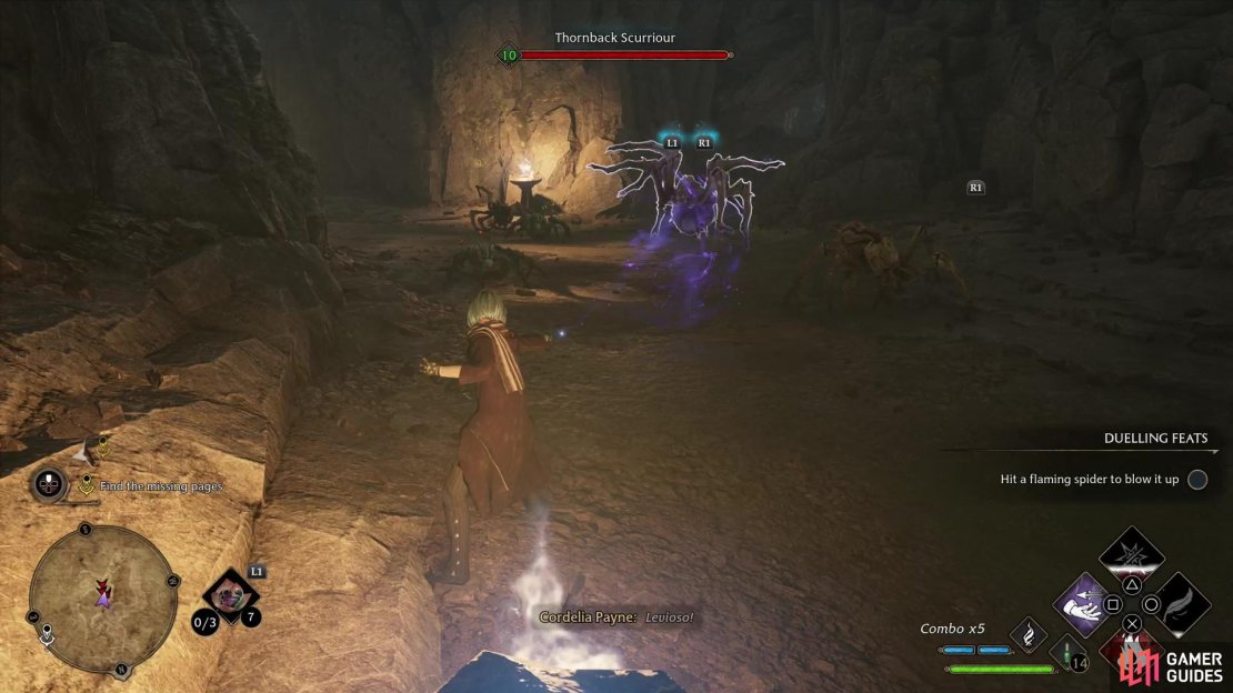 Defeat another pack of spiders after advancing from the second Accio platform puzzle,