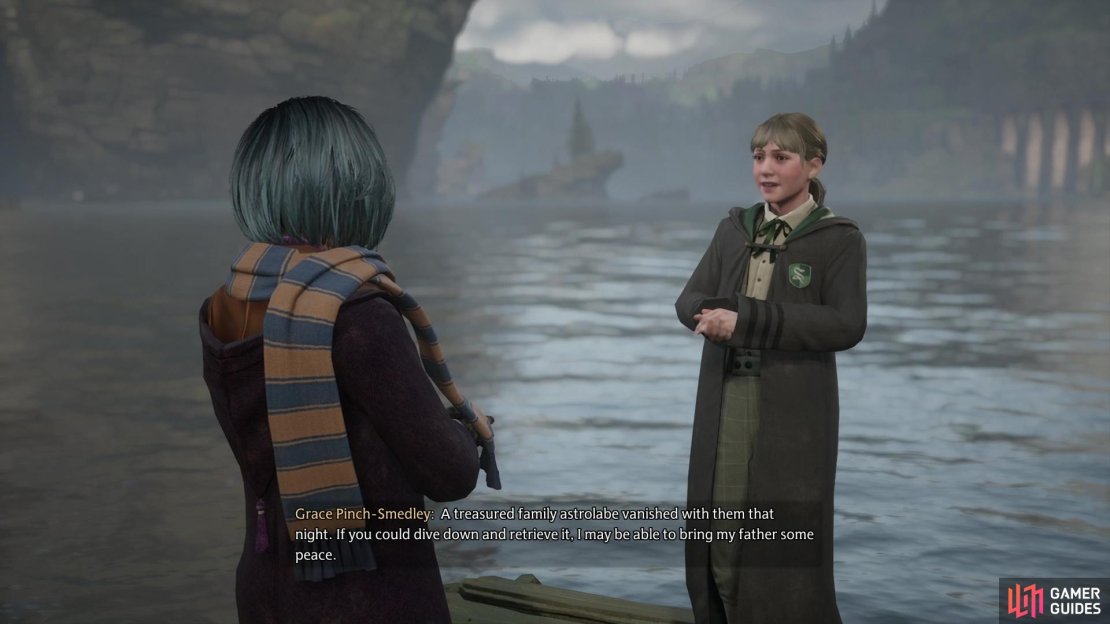 You&rsquo;ll find Grace at the end of a dock near the !Lower Hogsfield Floo Flame.