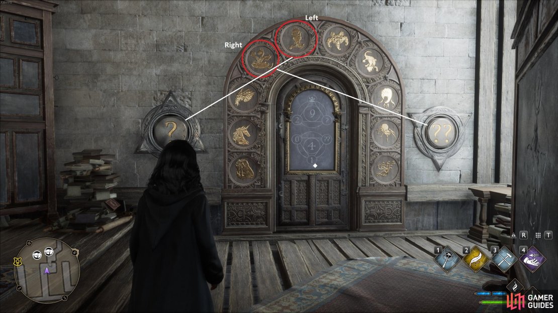 The solution to the animal puzzle door leading to the Arithmancy Classroom.