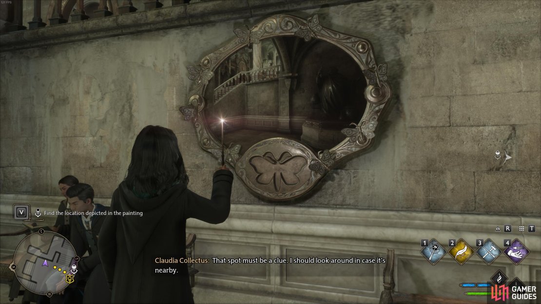 Cast Lumos in front of the mirror to reveal the location of the moth.