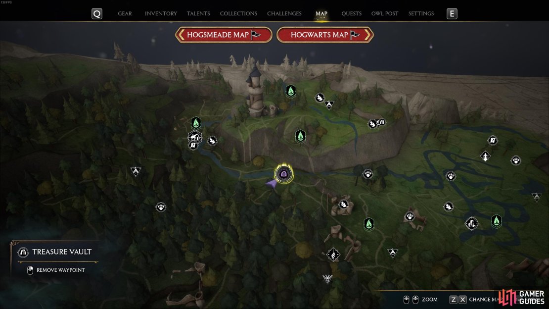 The location of the Treasure Vault just Southwest of San Bakar’s Tower.