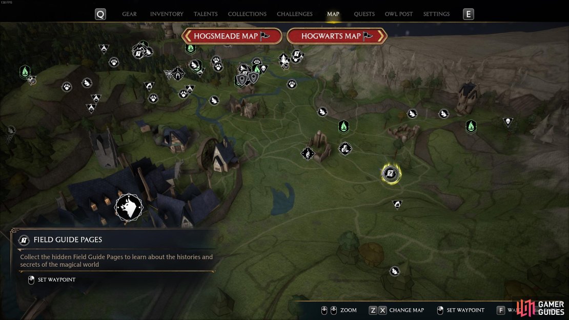 The location of the Squib Cottage Field Guide Page, just east of Hogsmeade Village.