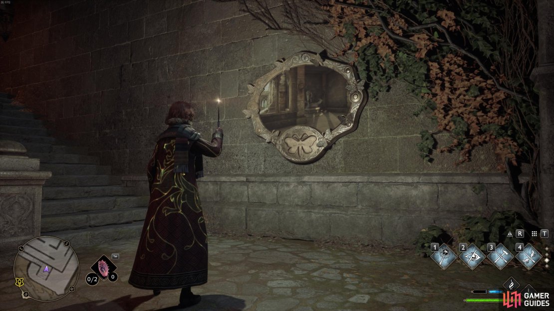 Cast Lumos in front of the mirror to reveal the location of the moth.