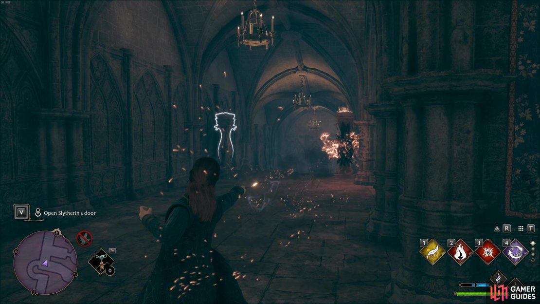 Light the two braziers ahead of you.