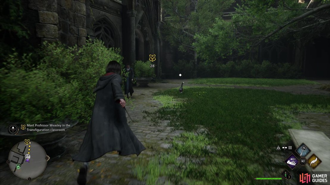 Cut across the Transfiguration Courtyard to find the quest marker.