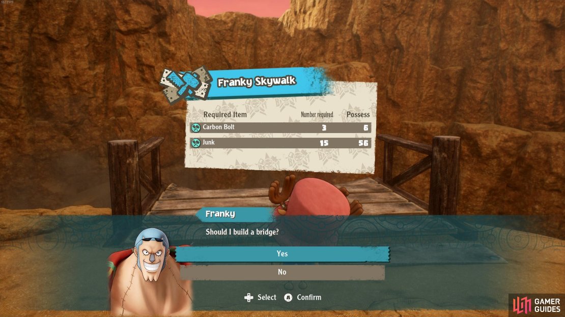 Once you get Franky, you&rsquo;ll be able to repair the broken bridges providing you have the materials.