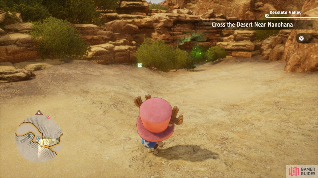 Head through the small Chopper hole on the west side of the Desert near Nanohana for this cube location.