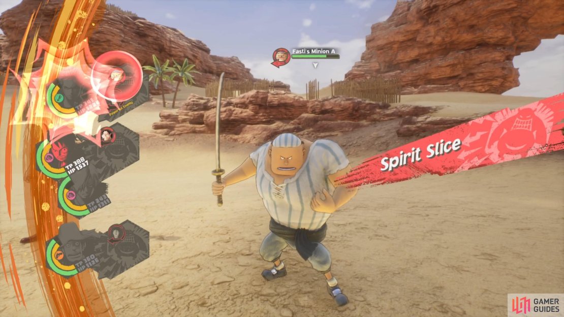 The swordsman can use Spirit Slice to deal more damage than normal