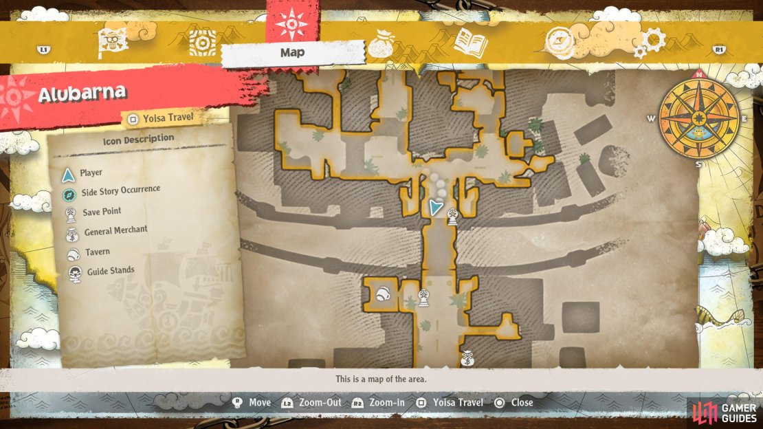 The location of the guard you need to talk to on the map