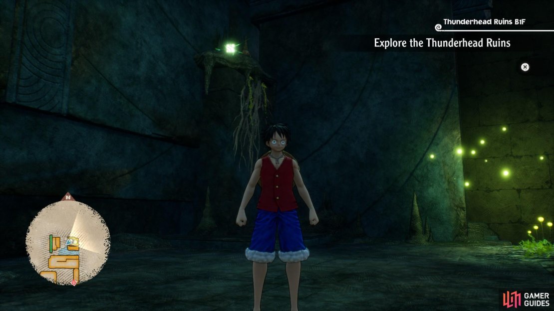 The first cube is in the sky as soon as you enter the Ruin in 1BF Thunderhead Ruin.