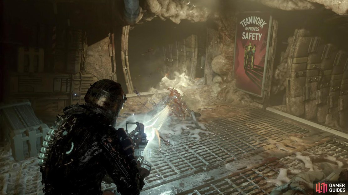 The Primary Fire will shoot out a continuous beam which is useful against weaker enemies.