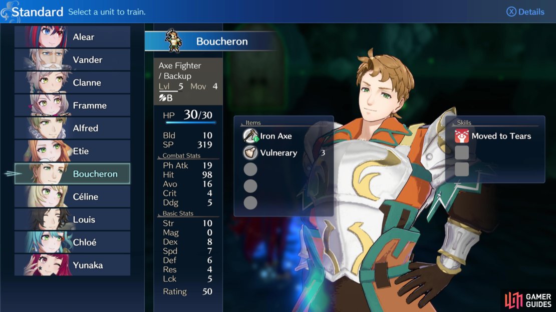 Chose a character to participate in an Arena bout,