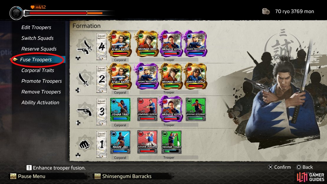 In the Trooper Menu, select &ldquo;Fuse Troopers&rdquo;.