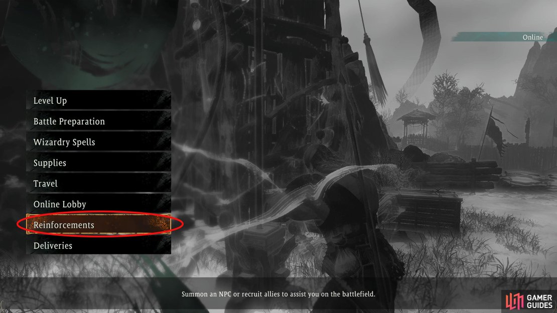 Select Reinforcements in the Battle Flag Menu.