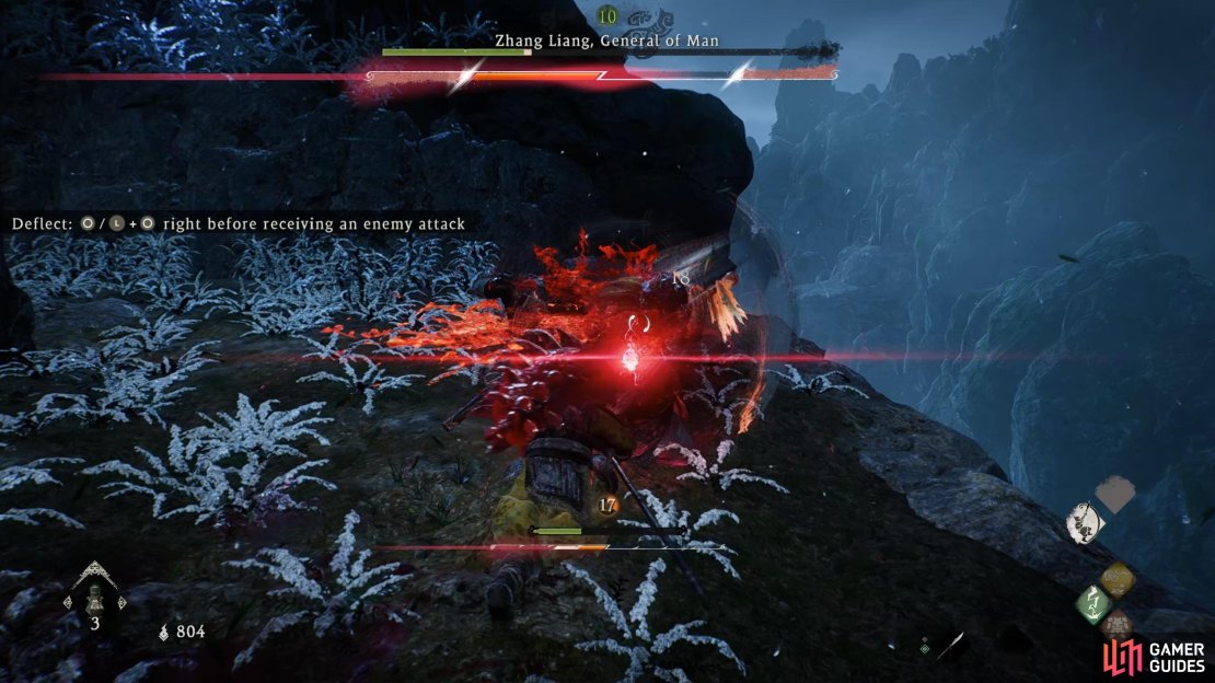 You can see that the Spirit bar is almost entirely depleted for the boss here.
