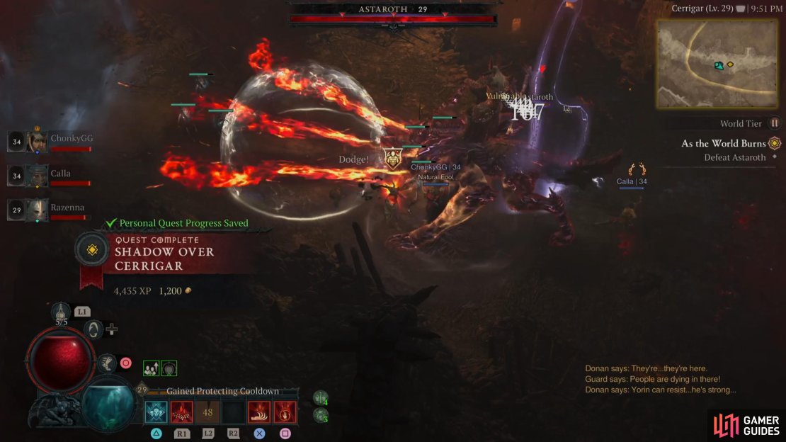 Keep away from the front of Astaroth to avoid the fire.