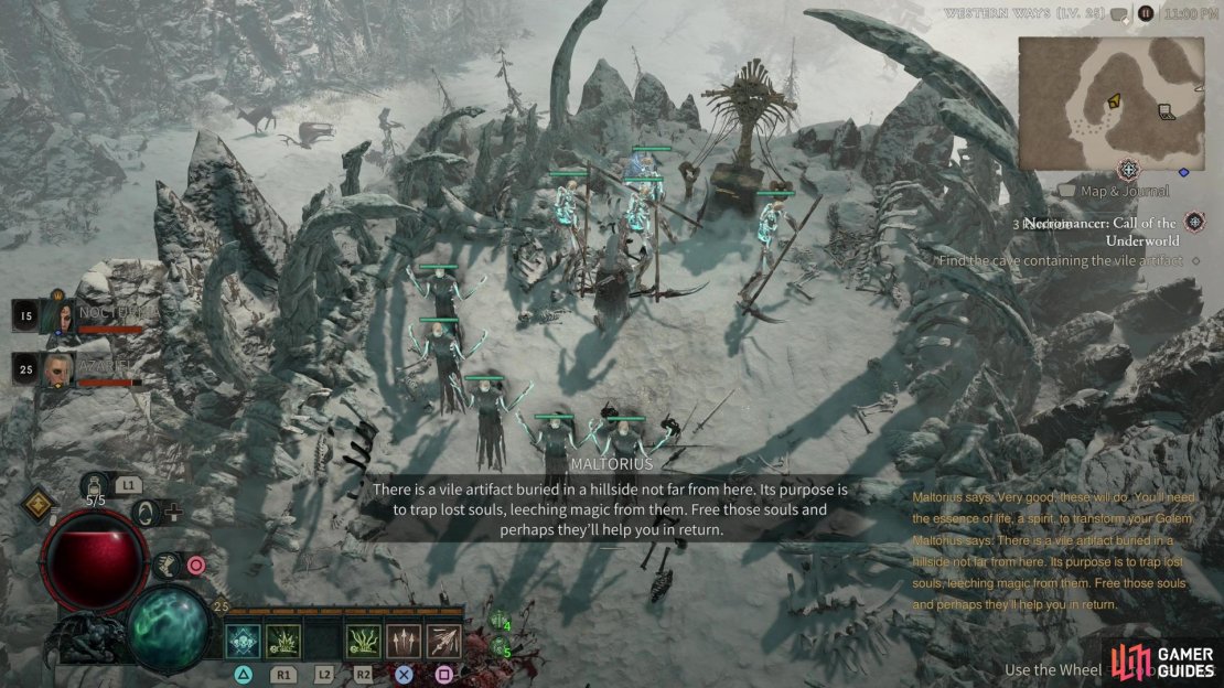 Next Maltorius will tell you to free some souls at Bitter Cave.