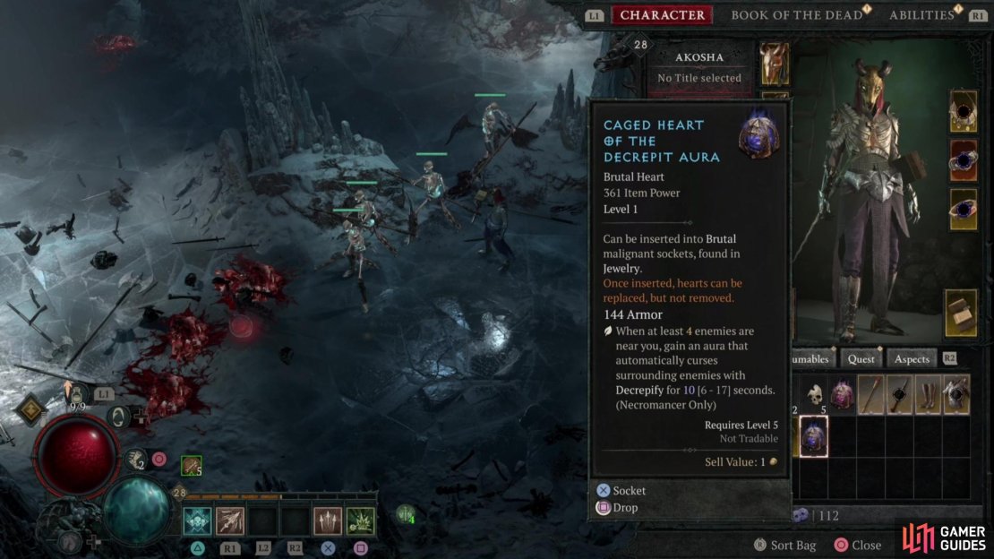 The Heart of the Decrepit Aura will curse nearby enemies - provided there&rsquo;s enough of them - with Decrepify.