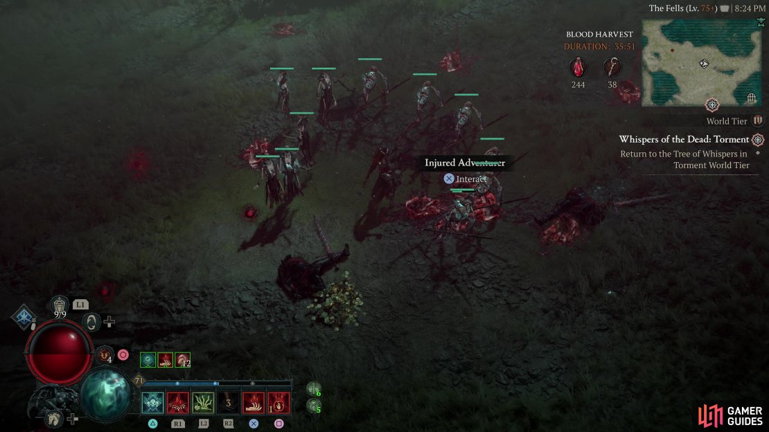 You can find numerous events during Blood Harvests, including Injured Adventurers,