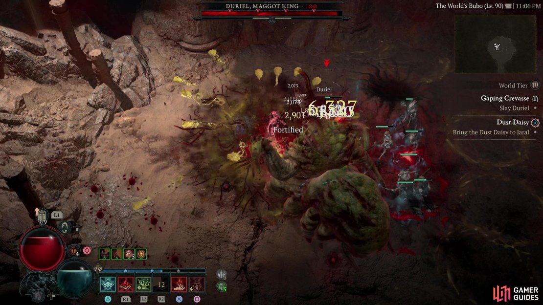As should be expected, Duriel, Maggot King flings poison about liberally - make sure your poison resistance is maxed.
