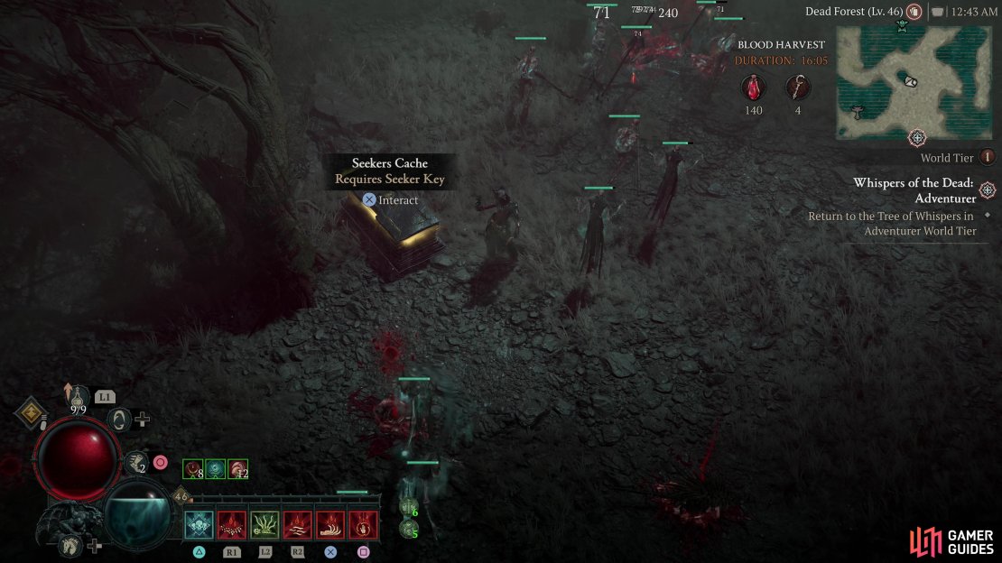 During Blood Harvest events, search for Seekers Caches,