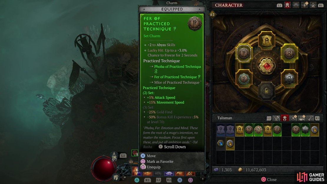 If you can get a Talisman that gives Critical Strike Chance and 5-6 Charm slots, as well as Charms of the Slaughter and Focused Technique set, you&rsquo;re doing alright.