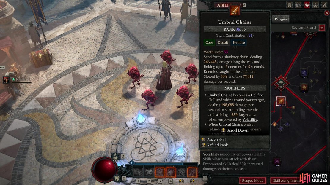 This build invests heavily in the Umbral Chains skill,