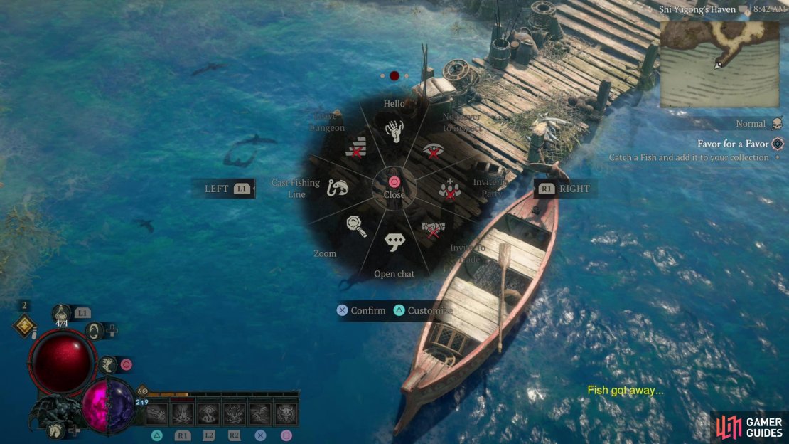 Use the &ldquo;Cast Fishing Line&rdquo; emote while facing an applicable body of water to start fishing,