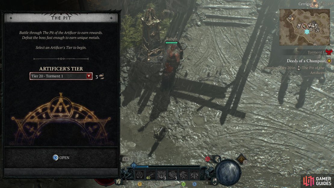 Starting at character level 60, you can use the Artificer&rsquo;s Obelisk in Cerrigar to start Pit of the Artificer runs of varying difficulty.