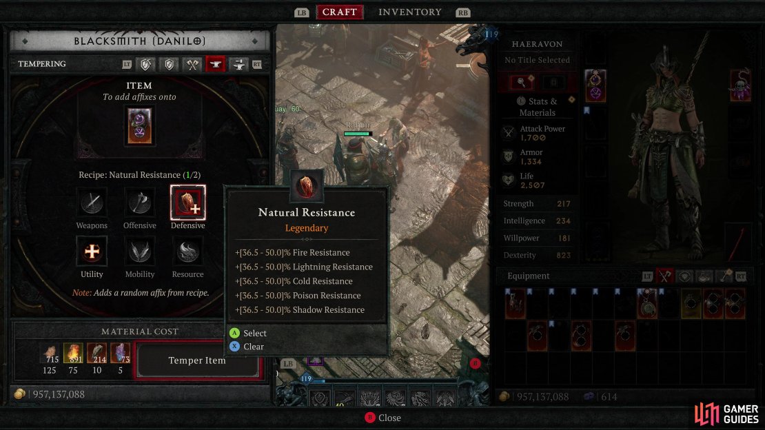Visit a blacksmith, select an item, then pick a set of affix recipes you want to add.