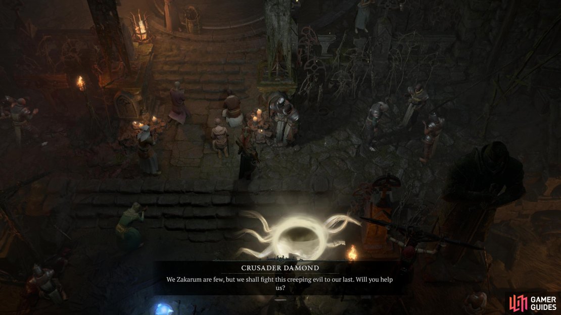 Meet with Crusader Damond in Zarbinzet,