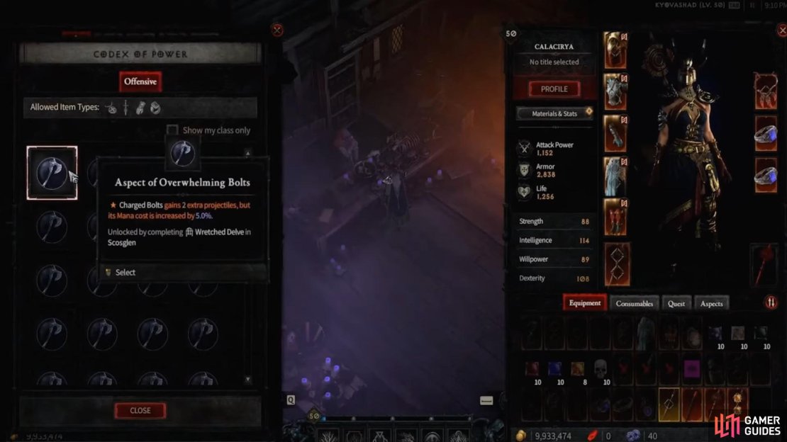 Players can visit the Occultist to modify legendary affixes using Diablo 4&rsquo;s Codex of Power system. Image via Blizzard Entertainment.