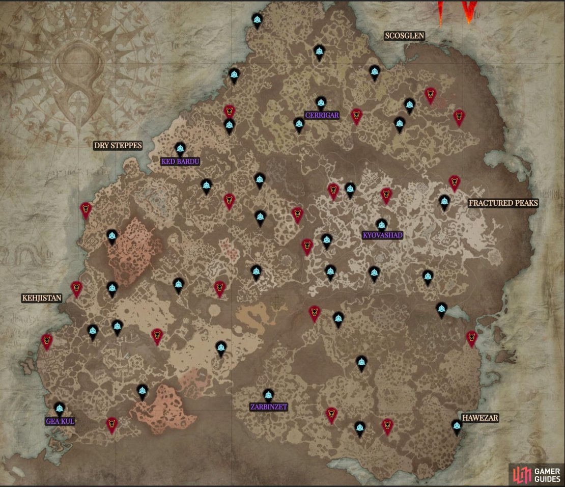 Here&rsquo;s a map showing you where you can find all the Diablo 4 Extremely Rare Spawns, for your Trophy Hunter achievement, and your fancy special gear.