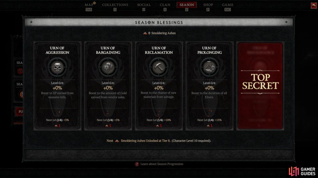 Here&rsquo;s how Smoldering Ashes work and Seasonal Blessings in Diablo 4. Image via Blizzard Entertainment.