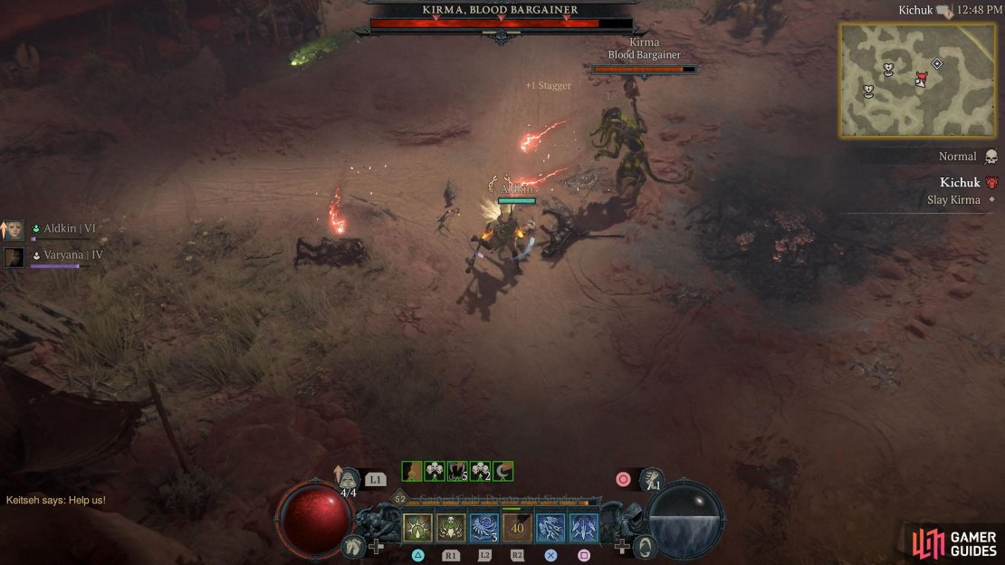 Kirma will unleash lightning wisps at you that move in a random pattern.