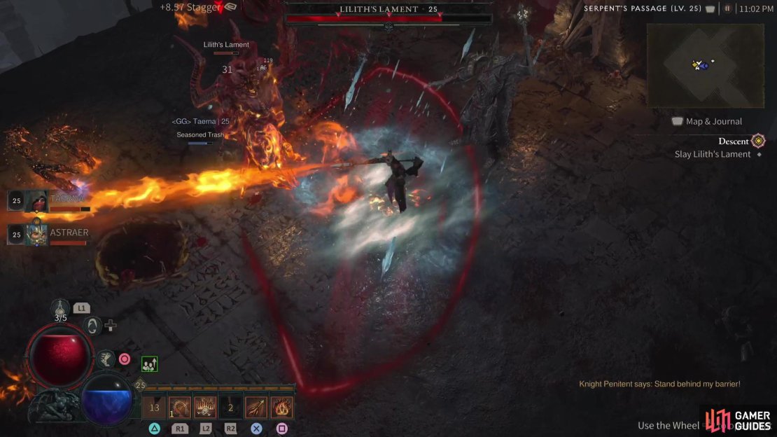 Move out of the way of this arc to avoid the Blood Swipe attack
